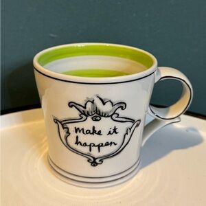Anthropologie Molly Hatch Crowned Leaf Mug “Make It Happen”
